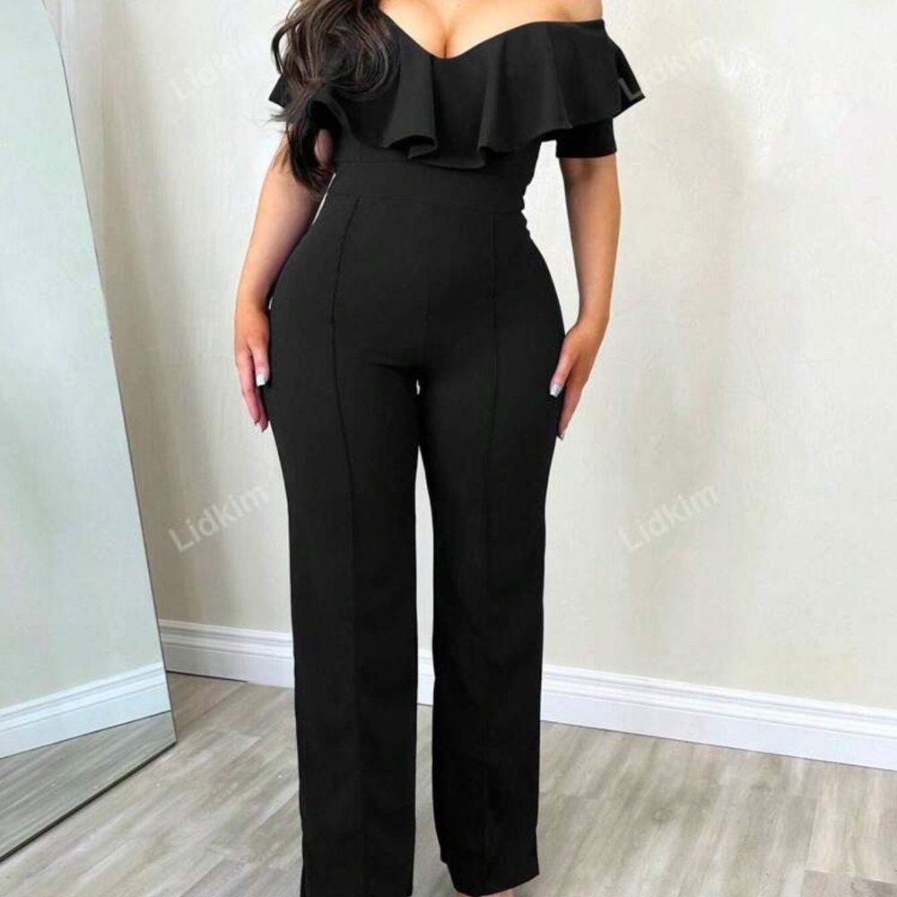 Elegant Black Off-Shoulder Jumpsuit